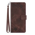 thumbnail image 4 of Feishell for Apple iPhone 15 Plus 6.7 inch Wallet Case with Wrist Strap,Flip Cover with Embossed Pattern PU Leather Kickstand Credit Card Slots Magnetic Clasp Folio Purse Phone Case,Brown, 4 of 7