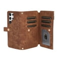 thumbnail image 3 of Allytech Zipper Wallet Case for Samsung Galaxy S24 Ultra with Wrist Strap & Shoulder Strap, Premium PU Leather Card Slots Kickstand Magnetic Clasp Shockproof Protective Cover Case - Brown, 3 of 9