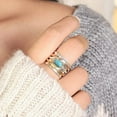 thumbnail image 7 of 925 Sterling Silver Spinner Larimar Ring for Women | Wide Band Fidget Ring with Copper & Brass Spinning Rings, 7 of 7