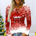 thumbnail image 1 of Pntutb Camisas para mujer Blusa de manga larga con estampado de cuello en V de Navidad Blusa regular estampada Pntutb Pntutb-8005, 1 of 6