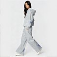 thumbnail image 5 of Womens Two Piece Sets Outfits Bow Fleece Fall Sweatpants and Hoodie Relaxed Fit Pullover Outings Sweatsuit, XL, 5 of 9