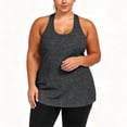 thumbnail image 6 of Women's Plus Size Racerback Tank Tops U Neck Cutout Back Sleeveless Workout T Shirts Loose Fit Running Athletic Yoga Shirts Dark Gray, 6 of 9