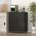 thumbnail image 2 of NICEGDLT Metal Garage Storage Cabinet with Wheels,31.89" H Steel Lockable Cabinet with 2 Doors and 1 Adjustable Shelf, Small Rolling Cabinets for Home Office, Garage, Black, 2 of 9