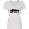 thumbnail image 3 of Inktastic Memphis Tennessee City Skyline Women's V-Neck T-Shirt, 3 of 5