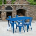 thumbnail image 2 of Flash Furniture Darcy Commercial Grade 31.5" x 63" Rectangular Blue Metal Indoor-Outdoor Table Set with 4 Stack Chairs, 2 of 5