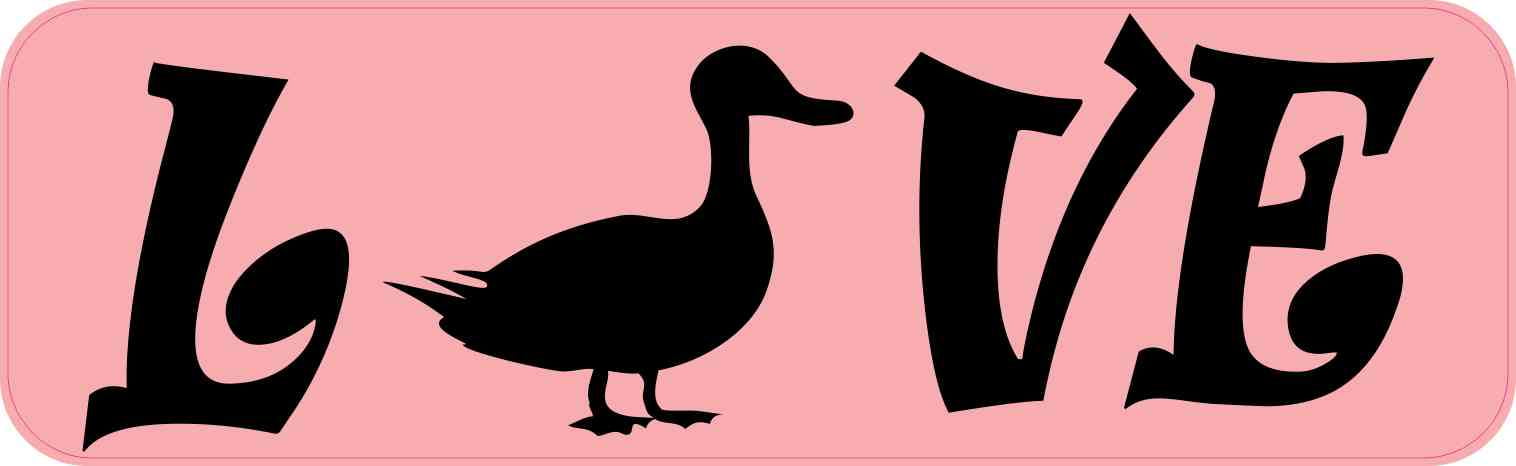 10in x 3in Love Duck Bumper Sticker Vinyl Pet Animal Decal Car Stickers