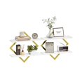thumbnail image 1 of Estantes flotantes CHOEZON de 2 niveles, montaje en pared, dorado y blanco, 1 of 7