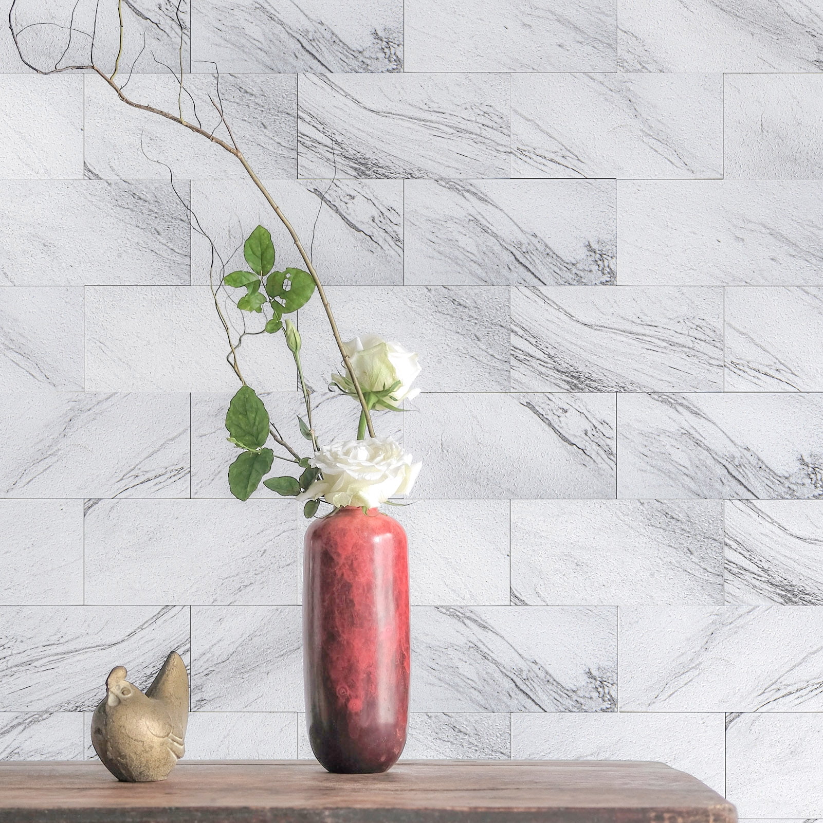 Art3d 3" x 6" White Granite Peel and Stick Subway Tiles, for Kitchen Bathroom 32 Piece