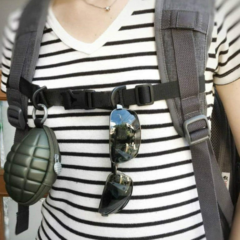 Shoulder Straps with Clips Adjustable Replacement Chest Belt Backpack Straps  Nylon for Hiking Jogging (Black) 