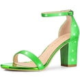 thumbnail image 1 of Sandalias De Tacón Grueso Purpurina Correa De Tobillo Para Mujer Verde 39, 1 of 6