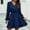 Blue, variant on USSUMA Dresses for Women 2025 Casual Spring Summer Dress Long Sleeve V Neck Casual Solid Color Tie Maxi Dress Leisure Skirts Comfortable Skirts Party Summer Saving Blue Dress Size-S