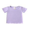thumbnail image 2 of 2 Pcs Unisex Casual Outfits  Baby Solid Color Short Sleeve  Neck Pullover + High Waisted Pants, 2 of 3