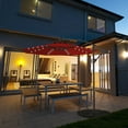 thumbnail image 4 of Gymax 10Ft Offset Hanging Umbrella Patio Outdoor w/ 32 Solar LED Lights Burgundy, 4 of 10