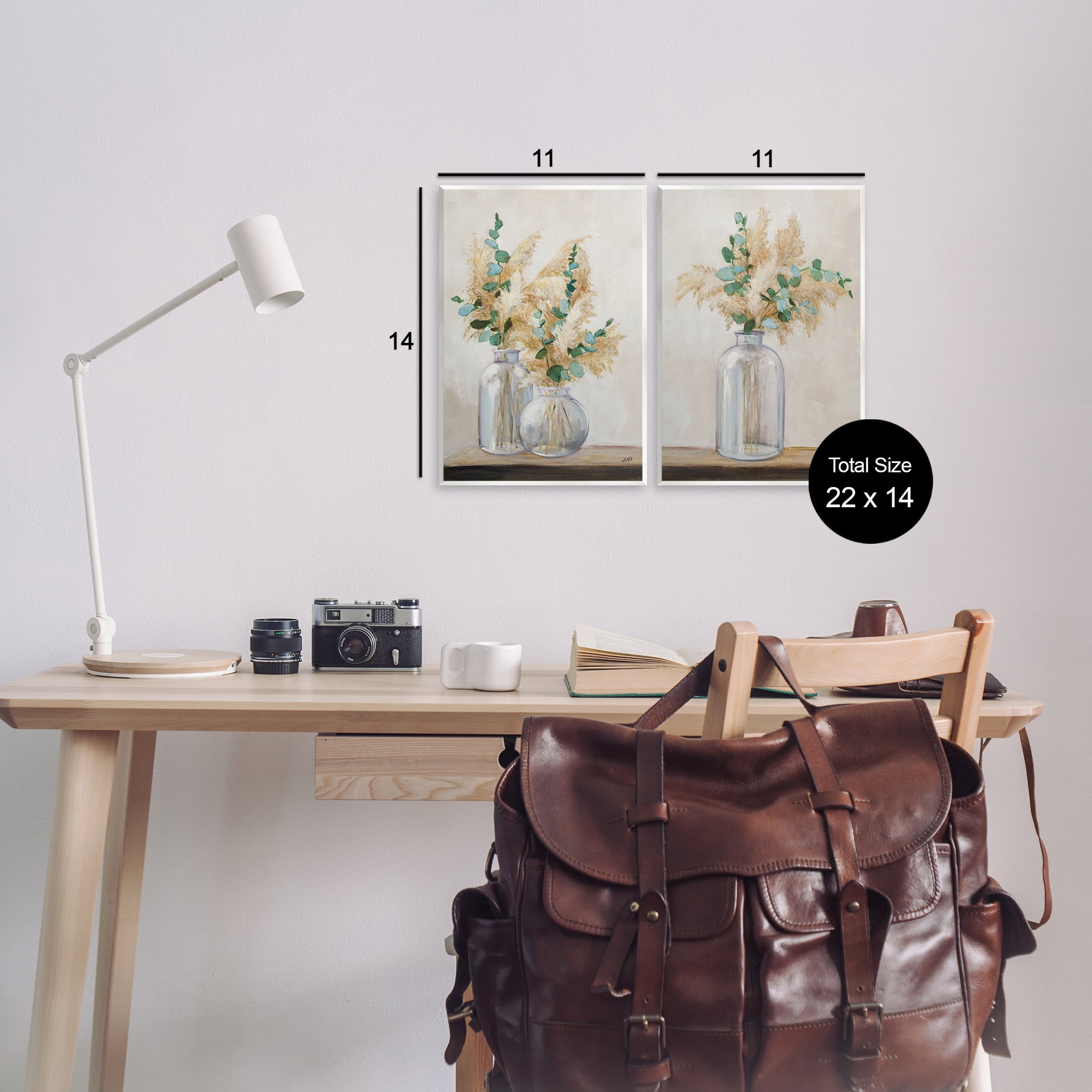 Stupell Industries Pampas Eucalyptus Bouquet Plants & Flowers Painting Unframed Art Print Wall Art, 11 x 14, Set of 2