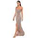 thumbnail image 1 of Sexy Rose Gold Deep V-neck Whit Split Sequins Party Maxi DressM, 1 of 5