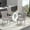 Table with 4 Gray Chairs Siver Leg, variant on 63" Modern Glass Dining Table Set with 4 Black Velvet Upholstered Chairs, 5 pieces of Dining room Set for Kitchen Dining Room Living Room Office