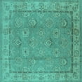 thumbnail image 1 of Ahgly Company Machine Washable Indoor Square Oriental Turquoise Blue Traditional Area Rugs, 3' Square, 1 of 4