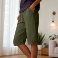 thumbnail image 2 of vigerkar Women's Casual Summer Bermuda Shorts Side Split Button Deco Knee Length Long Shorts with Pockets, Dressy High Waisted Work & Beach Outfits (Green, 5XL), 2 of 8
