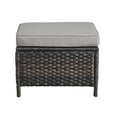 thumbnail image 5 of PARKWELL 2PCS  Outdoor Wicker Ottoman Patio Rattan Furniture Metal Footrest Seat Square Footstool w/ Gray Cushion, 5 of 6