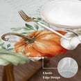 thumbnail image 3 of Autumn Leaves Round Tablecloth, Fitted Table Cover with Elastic for 45"-54" Round Tables, Thanksgiving Sage Green White Pumpkin Table Cloth Outdoor Indoor Dinning Party Waterproof Tablecloths, 3 of 7