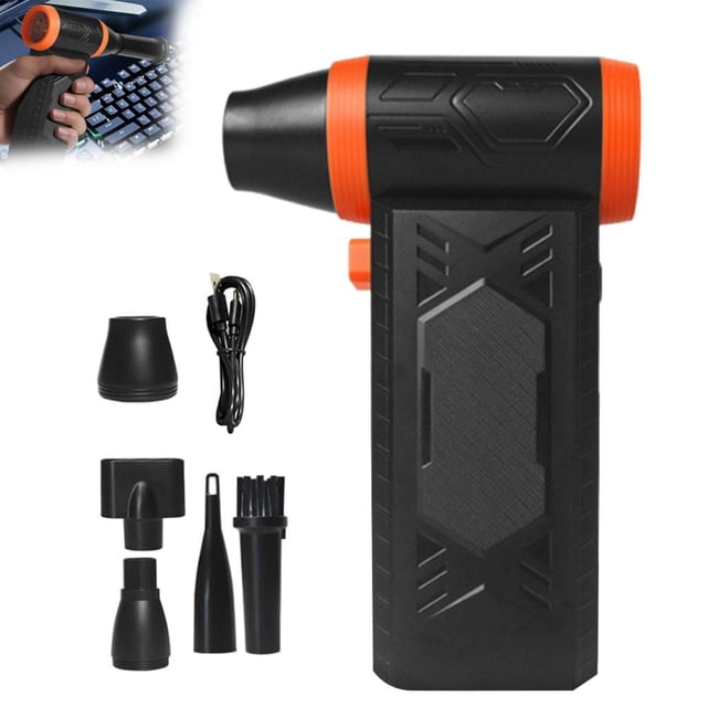 110,000 RPM Cordless Handheld Air Blower, 150G Wind Pressure Turbo Fan with 7.4V Battery, Multi-Nozzle Kit for Computer Keyboard Cleaning, Car Drying, Inflation, Camping, BBQ, LED Spotlight