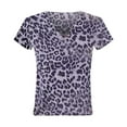 thumbnail image 5 of WEIYLL Womens T Shirts Leopard Print Camo Print V Neck Short Sleeve Purple Tees Sizes XL, 5 of 5