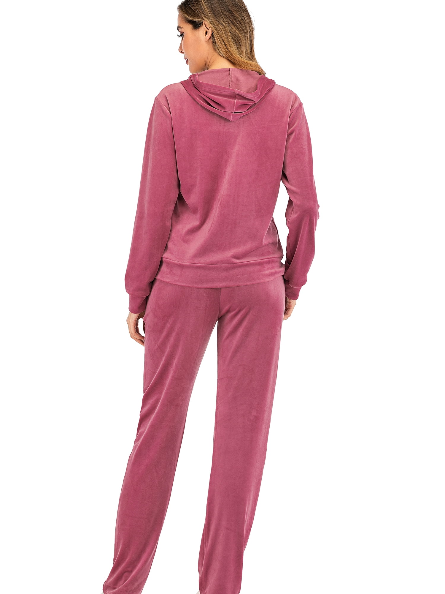 Velour Tracksuit Set for Women Zipper 