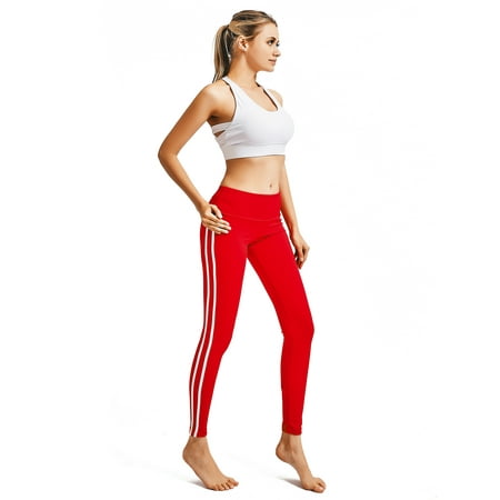 Fashion Yoga Leggings for Womens Workout Gym Sports Stripe Print Pants High Waist Yoga Pants Sexy Slim Fit Sports
