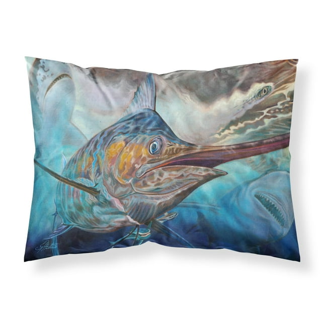 ""Caroline'S Treasures Running The Guantlet Blue Marlin Fabric Fundas De Almohada Estándar Multicolor""