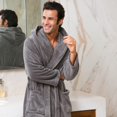thumbnail image 2 of GFDYREE Men's Warm Fleece Robe with Hood, Plaid Big and Tall Bathrobe, 2 of 7
