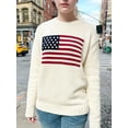 thumbnail image 4 of Women Y2k Vintage Sweater American Flag Graphic Printed Long Sleeve Loose Pullovers Knit Jumpers Tops, 4 of 7