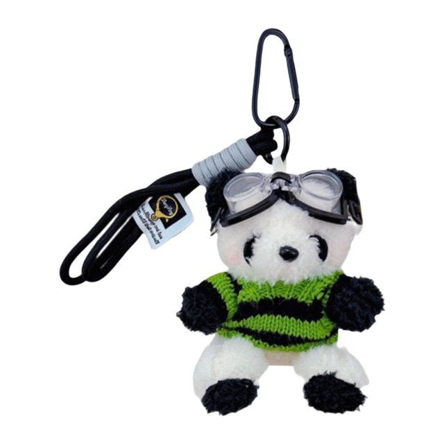 Bunblic Cartoon Animal Keychain Pendant Creative Novelty Car Key for Backpack Purse Gift Panda Black Green
