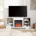 thumbnail image 6 of Lighted TV Stand Electric Fireplace TV Stand with Glass Shelves, 3D Fireplace TV Stand with LED Light Wood Open Shelves Table for TV up to 60-65",White, 6 of 13