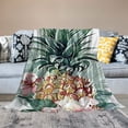 thumbnail image 2 of ARISTURING Pineapple Flowers Leaves Flannel Material Blanket for All Seasons Blanket Exquisite Gifts 40x50in, 2 of 6