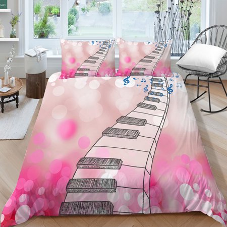 wenjialing Hot Sale Home Decor Bed Set Soft Quilt Cover 3D Piano Keys Printing Bedding Set Duvet Cover set, California King (104"x98")