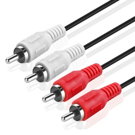 2RCA Stereo Audio Cable (30 Feet) - Dual Composite RCA Male Connector M/M 2 Channel (Right and Left) (Red and White) Shielded 2RCA to 2RCA AV Sound Plug Jack Wire Cord