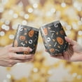 thumbnail image 2 of 12oz Stemless Wine Tumblers Halloween Pumpkin Skull Pattern Vacuum Insulated Stainless Steel Travel Tumbler Cups Mug with Lid and Straw for Champaign,Cocktail,Beer with Cleaning Brush, 2 of 5
