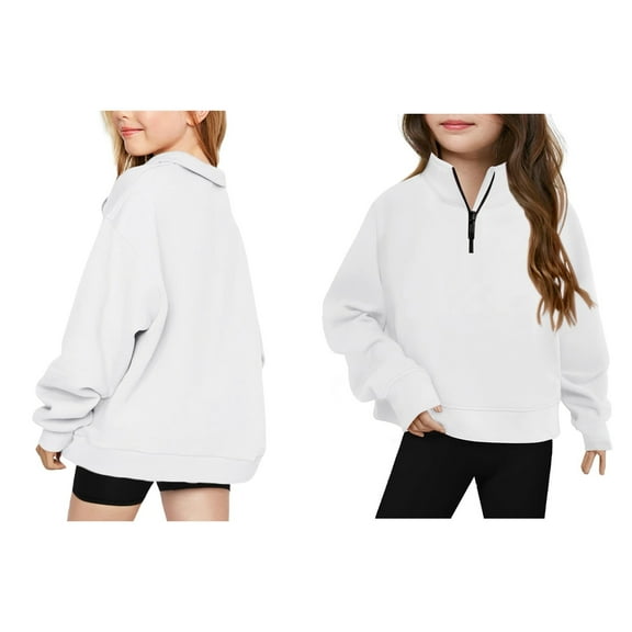 Boys Sweatshirt Long Sleeve Zipper White Sweatshirt Kids Oversized Crewneck Sweatshirts Warm Fall Winter Clothes Little Girls Clothes Size 11-12 Years Boys Girls Fashion
