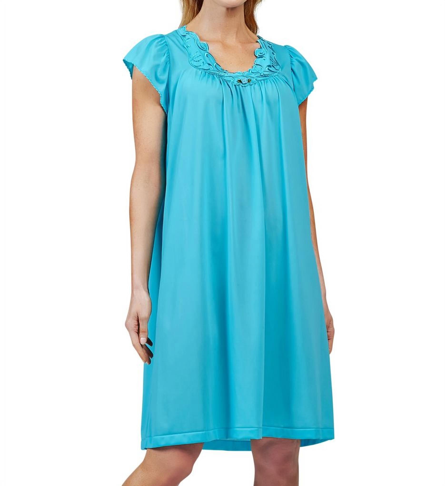 Women's Shadowline 36222 Rosebud Nylon Tricot Short Sleeve 40 Inch Gown ...
