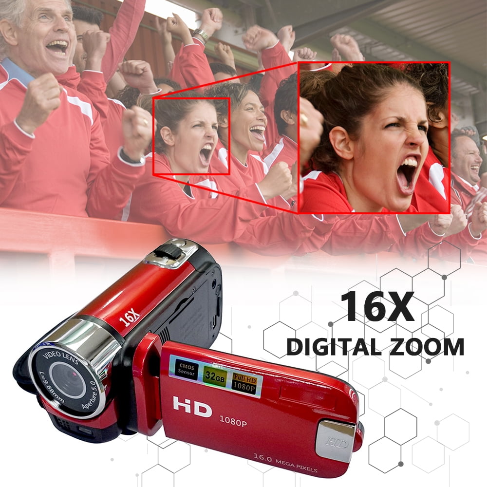 Carevas Portable 1080P High Definition Digital Video DV Camcorder 16MP 2.7 Inch LCD Screen 16X Digital Zoom Built-in Battery