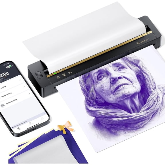 Phomemo A88UTattoo Stencil Printer Kit for Beginners, Tattoo Printer Machine with 5 Pcs Transfer Paper, Bluetooth Stencil Printer for Tattooing, Wireless Tattoo Machine Compatible with Phone, Tablet