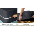thumbnail image 3 of HNB Store Zipper Fitted Sheet Only, Full XL Size 12" Deep Pocket 600TC Pure Egyptian Cotton - Dark Grey, 3 of 6