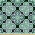 thumbnail image 2 of Ambesonne Moroccan Fabric by the Yard Upholstery, Floral Mediterranean Art, 5 Yards, Teal Petrol Blue, 2 of 5