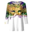 thumbnail image 4 of PMUYBHF Mode Femme Carnaval Imprimé Numérique Décontracté Manches Trois-Quarts Col Rond T-Shirt Haut 8021 TG, 4 of 5