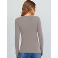 thumbnail image 4 of ANRABESS Long Sleeve Shirts for Women Soft Comfy Ribbed Knit Fitted T-Shirts Casual Trendy Y2K Basic Tops Fall Winter Underscrub Layering Clothes Gray Khaki Small, 4 of 11