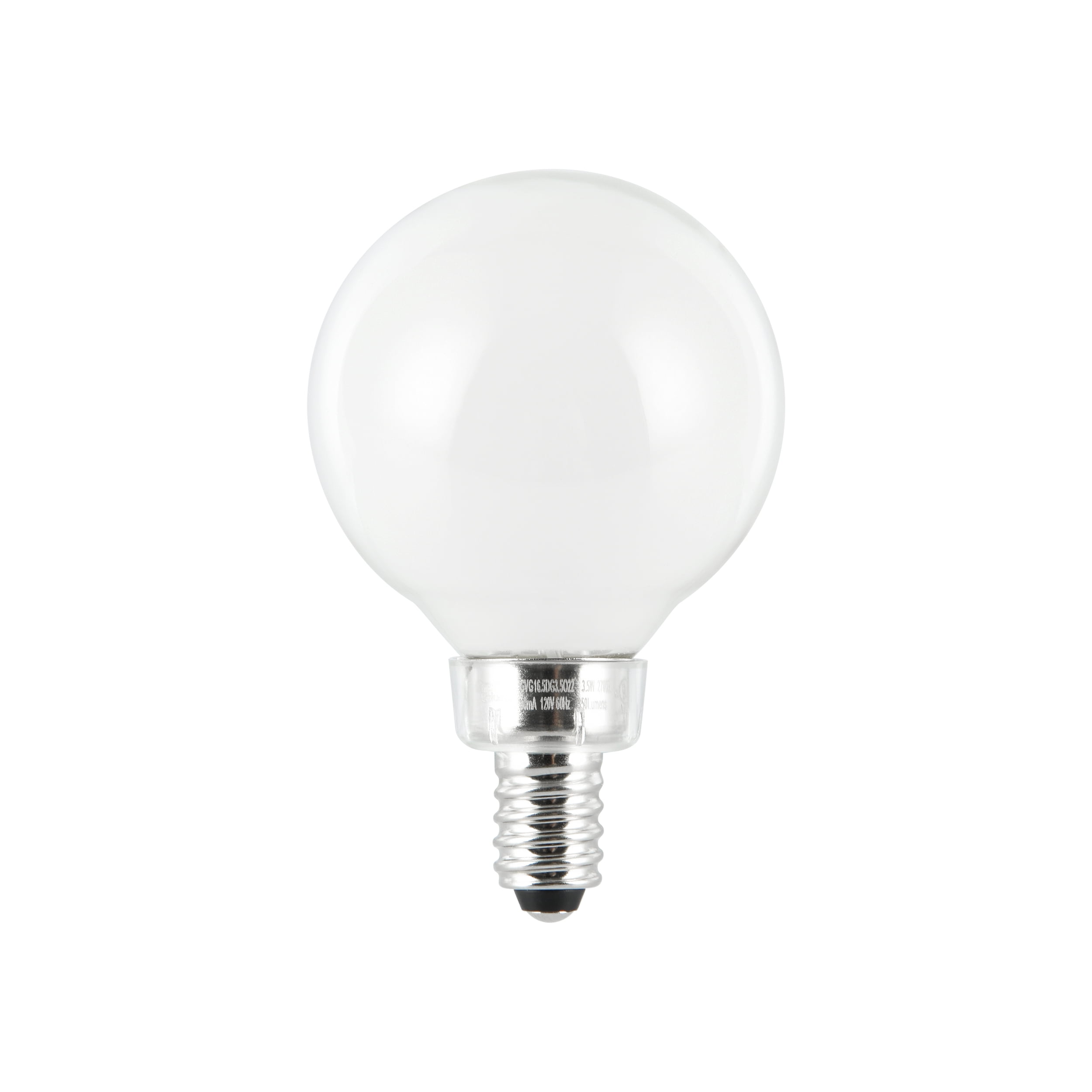 Great Value G16.5 Decorative LED Light Bulb, 3.5-Watt (40W Equivalent) Softwhite, Dimmable, E12 Base (2 Pack)