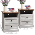 thumbnail image 1 of FIAKOA Night Stand Set of 2 with Charging Station, Bedside Table with 2 Drawers Storage and Open Shelf, Nightstand with Outlets, Modern Wood End Table for Bedroom Office, White, 1 of 7