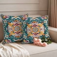thumbnail image 2 of 2 Pack Outdoor Waterproof Throw Pillow Covers,Bohemia Terracotta Flower Decorative Square Pillow Case Patio Pillowcases for Chair Couch Sofa 16x16in, 2 of 9