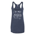 thumbnail image 2 of Wild Bobby I'm Only Talking to Jesus Today Inspirational/Christian Women Tri-Blend Racerback Tank Top, Vintage Navy, Large, 2 of 6