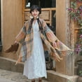 thumbnail image 4 of Women'S Shawl Wrap Poncho Open Front Shawls For Fall Winter Loose Vintage Check Patterned Cardigan For Cold Weather, Christmas Blanket Scarf Gifts-Pink Yellow, 4 of 5